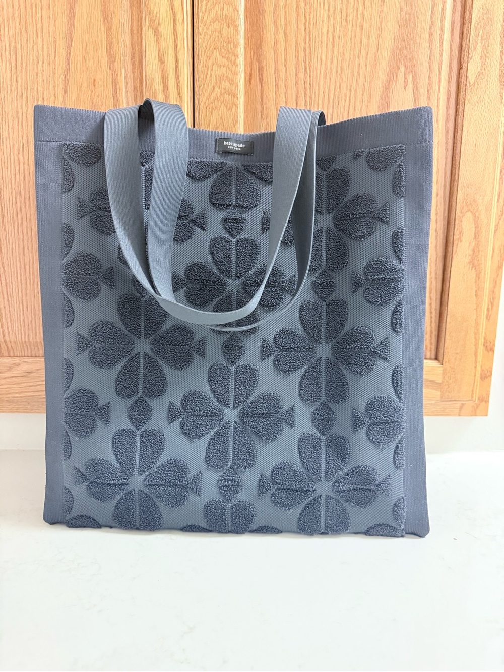 kate spade gray floral jacquard tote